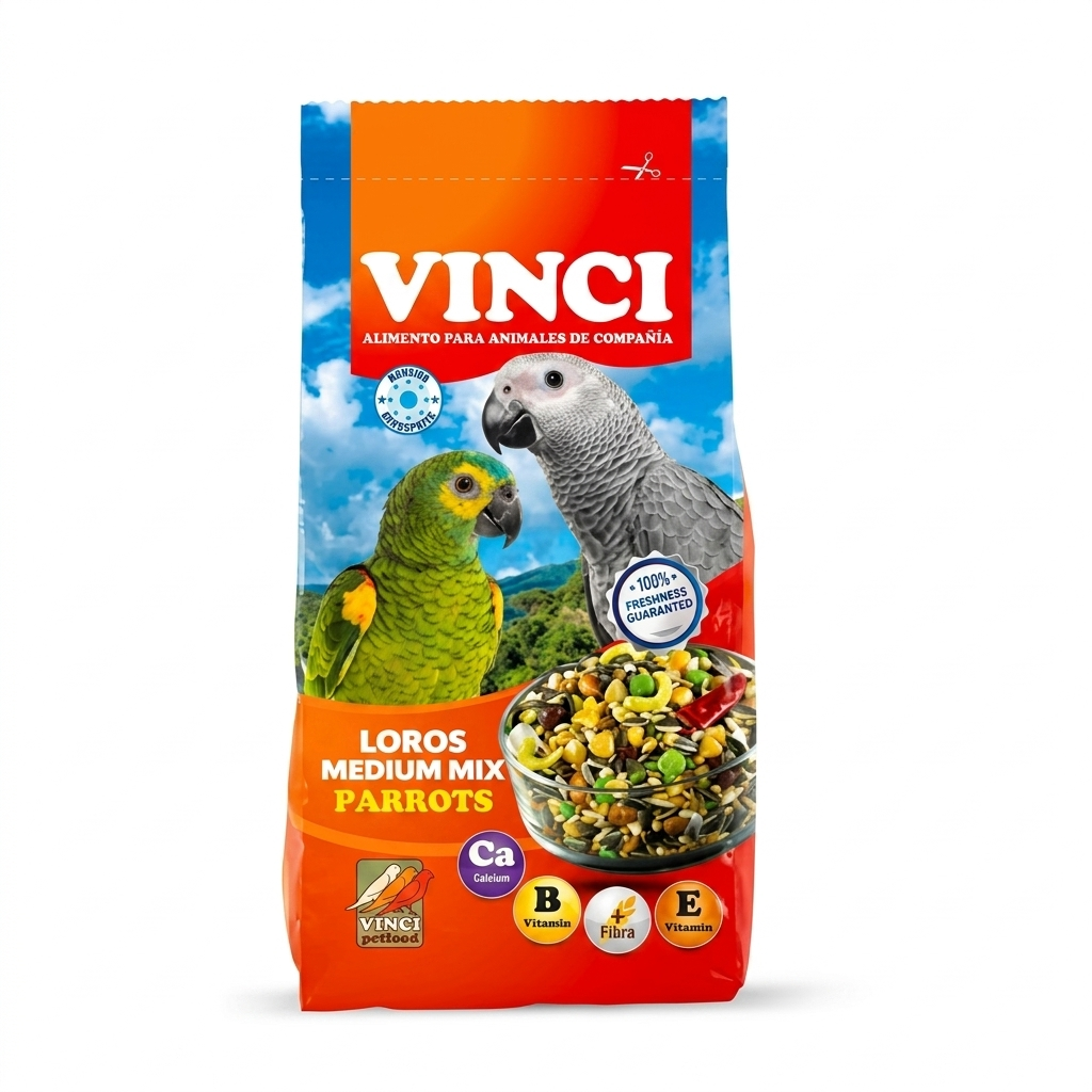طعام الببغاء فينشي ميديوم ميكس 1 كيلو | VINCI Loros Medium Mix Parrots 1KG